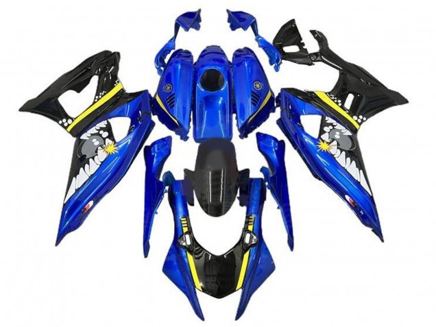 Blau Schwarz Gelb Hai 2021-2024 Yamaha YZF R7 Motorrad Verkleidung