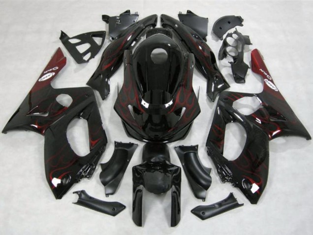 Glänzendes Schwarz Rot Flamme 1996-2007 Yamaha YZF600R Thundercat Motorrad Verkleidung