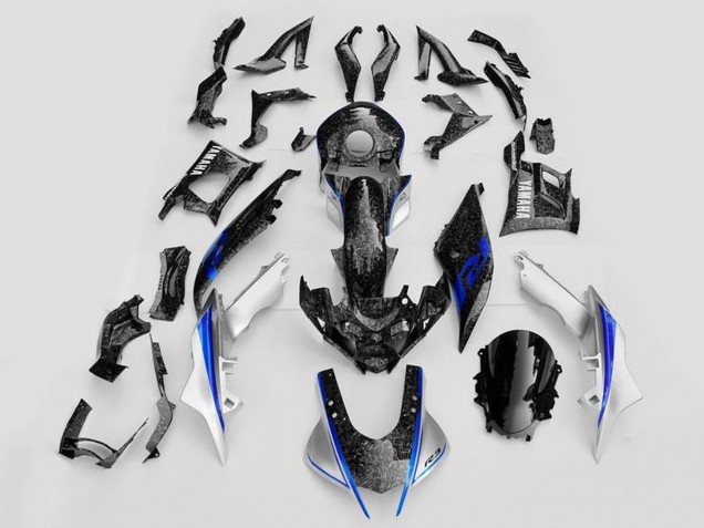 Weiß Blau Schwarz Geschmiedet Carbonfaser Stil 2019-2021 Yamaha YZF R3/R25 Motorrad Verkleidung