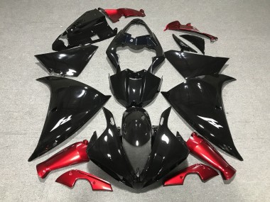 Glänzendes Schwarz Rot 2009-2011 Yamaha YZF 1000 R1 Motorrad Verkleidung