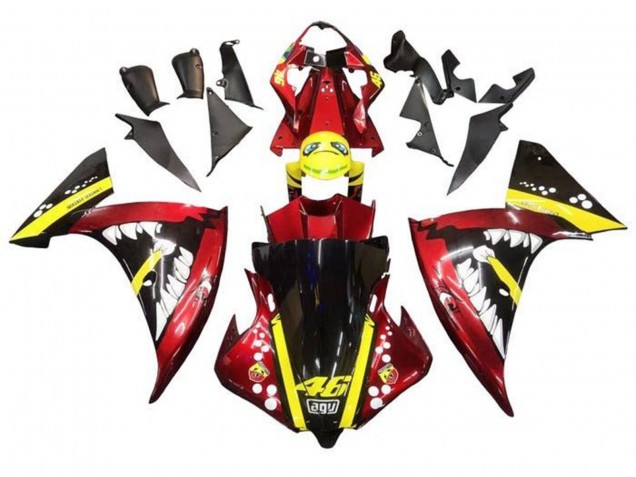 Rot Gelb Schwarz Hai 2009-2011 Yamaha YZF 1000 R1 Motorrad Verkleidung