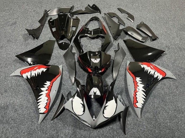 Glänzendes Schwarz Weiß Rot Hai 2012-2014 Yamaha YZF 1000 R1 Motorrad Verkleidung