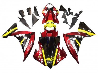 Rot Gelb Schwarz Hai 2012-2014 Yamaha YZF 1000 R1 Motorrad Verkleidung