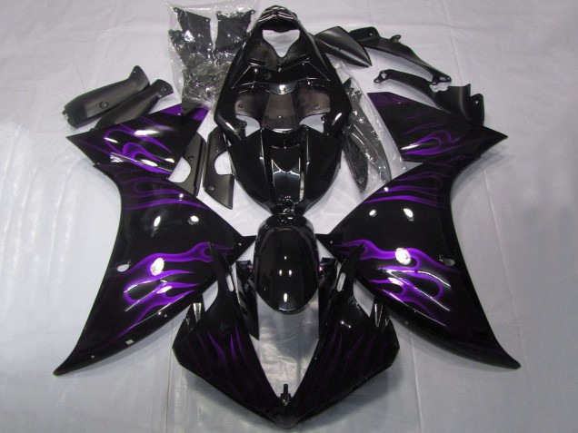 Glänzendes Schwarz Lila Flamme 2012-2014 Yamaha YZF 1000 R1 Motorrad Verkleidung