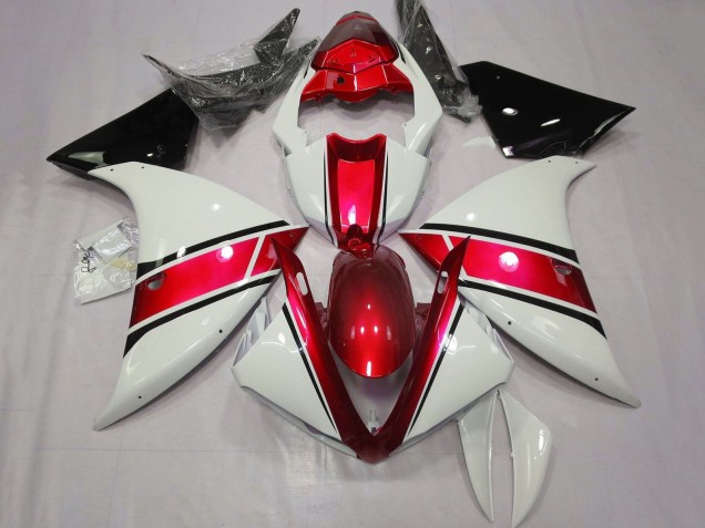 Weiß Rot Glänzendes Schwarz 2012-2014 Yamaha YZF 1000 R1 Motorrad Verkleidung