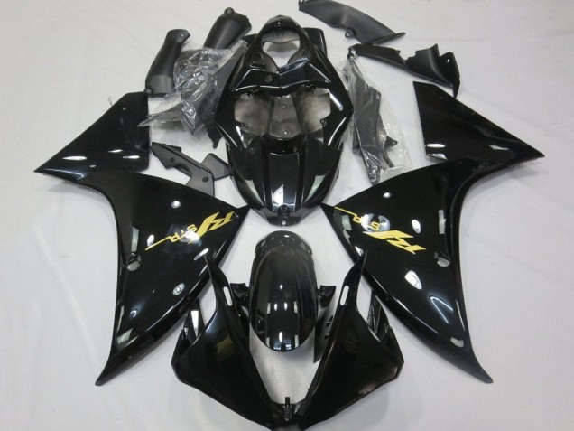 Glänzendes Schwarz Gold Aufkleber 2012-2014 Yamaha YZF 1000 R1 Motorrad Verkleidung