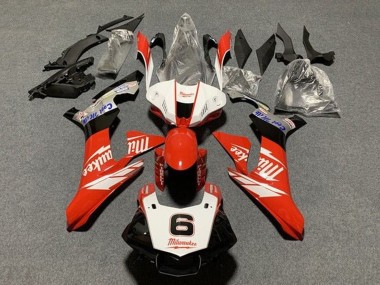 Weiß Rot Schwarz Milwaukee 2015-2019 Yamaha YZF 1000 R1 Motorrad Verkleidung