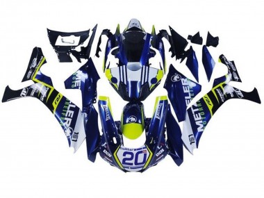 Weiß Blau Gelb Schwarz 2015-2019 Yamaha YZF 1000 R1 Motorrad Verkleidung