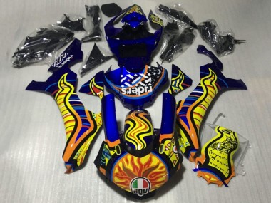 Blau Gelb Orange Tribal Sun 2015-2019 Yamaha YZF 1000 R1 Motorrad Verkleidung