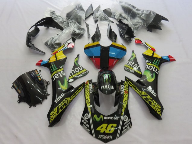 Gelb Blau Rot Schwarz Grün Monster MoviStar Semakin Didepan ENEOS 46 2015-2019 Yamaha YZF 1000 R1 Motorrad Verkleidung
