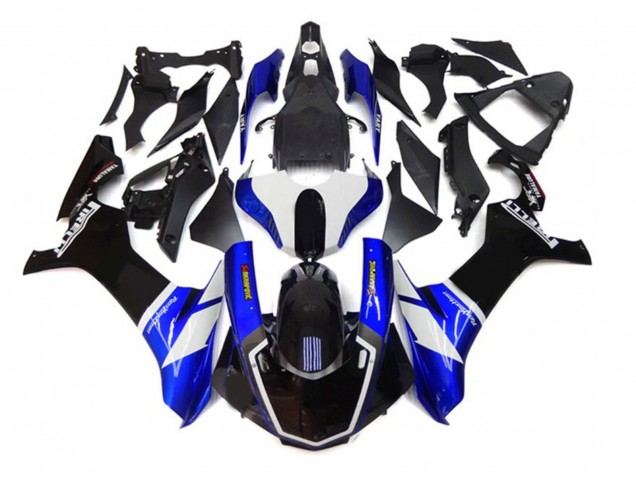 Blau Weiß Schwarz Akropovic 2020-2025 Yamaha YZF 1000 R1 Motorrad Verkleidung