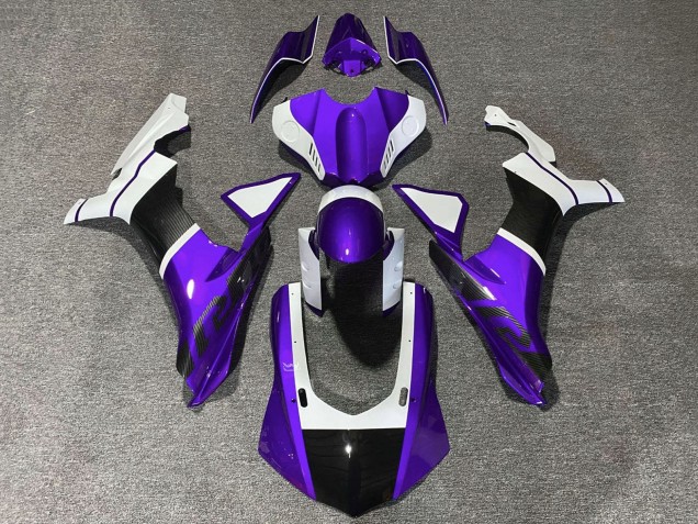 Lila Weiß Kunst Carbonfaser 2020-2025 Yamaha YZF 1000 R1 Motorrad Verkleidung