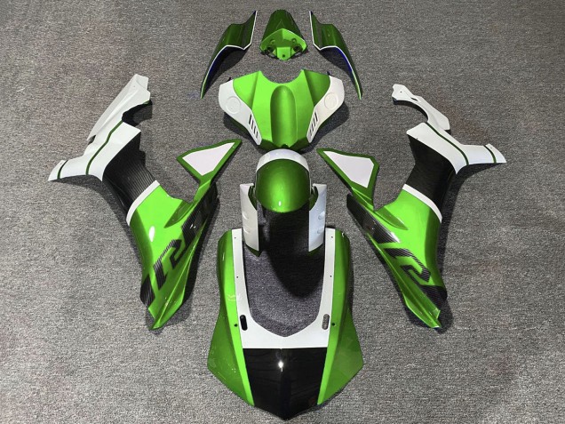 Weiß Grün Kunst Carbonfaser 2020-2025 Yamaha YZF 1000 R1 Motorrad Verkleidung