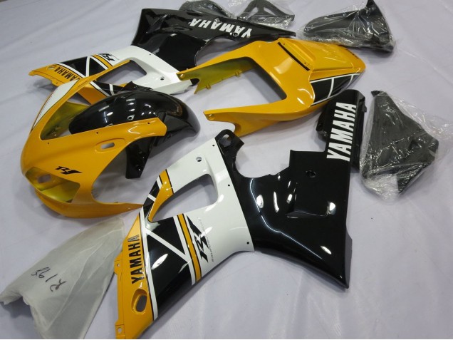 Gelb Weiß Glänzendes Schwarz 1998-1999 Yamaha YZF 1000 R1 Motorrad Verkleidung