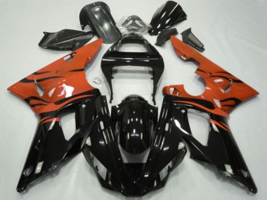 Orange Glänzendes Schwarz Flamme 2000-2001 Yamaha YZF 1000 R1 Motorrad Verkleidung