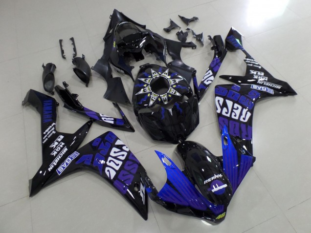 Schwarz Blau Lila Weiß Rossi 2007-2008 Yamaha YZF 1000 R1 Motorrad Verkleidung