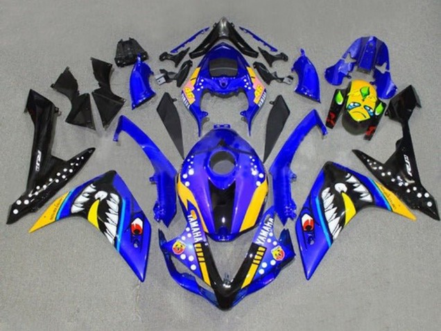 Blau Gelb Schwarz Hai 2007-2008 Yamaha YZF 1000 R1 Motorrad Verkleidung
