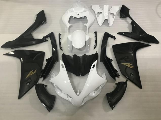 Weiß Kunst Carbonfaser Gold Aufkleber 2007-2008 Yamaha YZF 1000 R1 Motorrad Verkleidung
