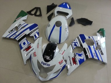 Weiß Blau Schwarz Grün Tyco 2004-2005 Suzuki GSXR 600 / GSXR 750 Motorrad Verkleidung
