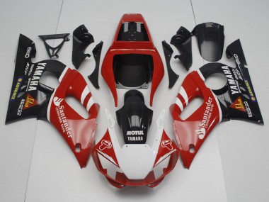 Rot Weiß Schwarz Motul Santunder 1998-2002 Yamaha YZF R6 Motorrad Verkleidung