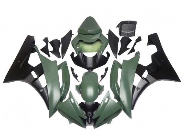 Armee Grün Mattschwarz 2006-2007 Yamaha YZF R6 Motorrad Verkleidung