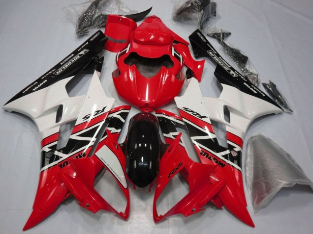 Rot Weiß Glänzendes Schwarz Michelin Motul 2006-2007 Yamaha YZF R6 Motorrad Verkleidung