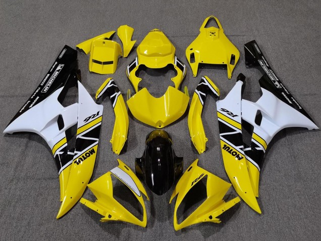 Gelb Weiß Glänzendes Schwarz Motul Michelin 2006-2007 Yamaha YZF R6 Motorrad Verkleidung