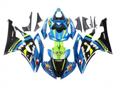 Blau Grün Glänzendes Schwarz Hai 2008-2016 Yamaha YZF R6 Motorrad Verkleidung