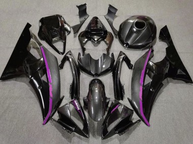 Schwarzer Carbonfaser Stil Lila 2008-2016 Yamaha YZF R6 Motorrad Verkleidung