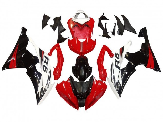 Weiß Rot Glänzendes Schwarz 2008-2016 Yamaha YZF R6 Motorrad Verkleidung Kit