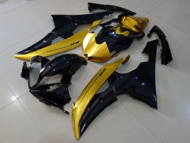 Gold Glänzendes Schwarz 2008-2016 Yamaha YZF R6 Motorrad Verkleidung