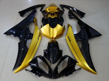 Gold Glänzendes Schwarz 2008-2016 Yamaha YZF R6 Motorrad Verkleidung