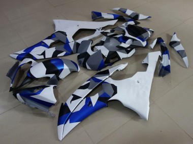 Weiß Blau Grau Camouflage 2008-2016 Yamaha YZF R6 Motorrad Verkleidung