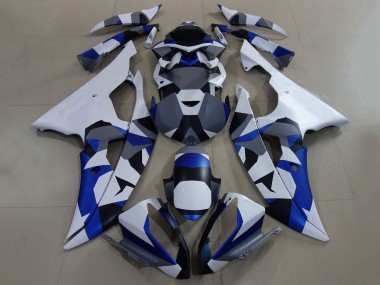 Weiß Blau Grau Camouflage 2008-2016 Yamaha YZF R6 Motorrad Verkleidung
