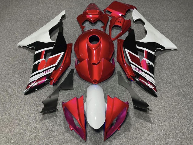 Weiß Rot Glänzendes Schwarz Streifen 2008-2016 Yamaha YZF R6 Motorrad Verkleidung