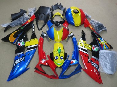 Blau Gelb Rot Schwarz Hai 2008-2016 Yamaha YZF R6 Motorrad Verkleidung