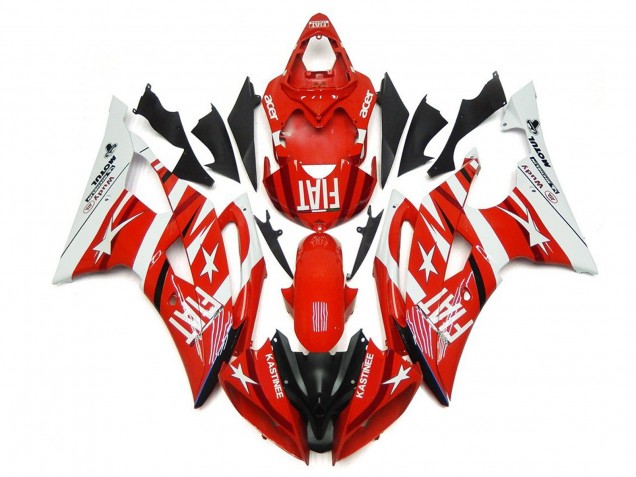 Weiß Rot Schwarz Fiat 2008-2016 Yamaha YZF R6 Motorrad Verkleidung