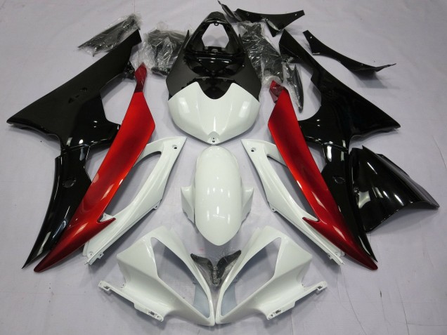 Weiß Rot Glänzendes Schwarz 2008-2016 Yamaha YZF R6 Motorrad Verkleidung