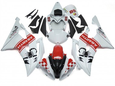 Weiß Rot Schwarz Motul Michelin Abarth 89 2008-2016 Yamaha YZF R6 Motorrad Verkleidung