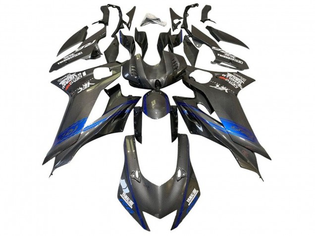 Blau Schwarz Kunst Carbonfaser 2017-2023 Yamaha YZF R6 Motorrad Verkleidung