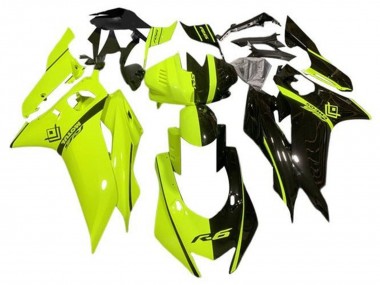 Neon Gelb Glänzendes Schwarz Geteiltes 2017-2023 Yamaha YZF R6 Motorrad Verkleidung