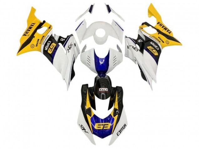 Weiß Gelb Blau Schwarz 2017-2023 Yamaha YZF R6 Motorrad Verkleidung