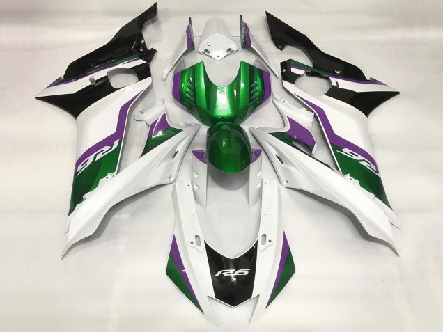 Weiß Grün Lila Schwarz 2017-2023 Yamaha YZF R6 Motorrad Verkleidung