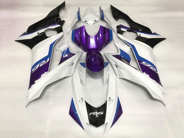 Weiß Blau Lila Schwarz 2017-2023 Yamaha YZF R6 Motorrad Verkleidung