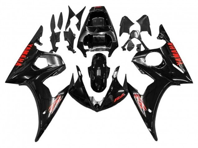 Glänzendes Schwarz Rot 2005 Yamaha YZF R6 Motorrad Verkleidung