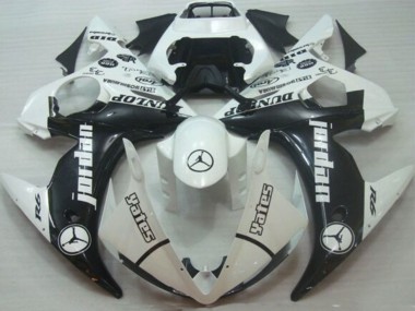Weiß Glänzendes Schwarz Jordan Dunlop 2005 Yamaha YZF R6 Motorrad Verkleidung