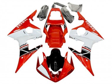 Rot Weiß Glänzendes Schwarz Streifen 2003-2004 Yamaha YZF R6 Motorrad Verkleidung