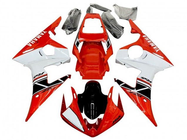Rot Weiß Glänzendes Schwarz Streifen 2003-2004 Yamaha YZF R6 Motorrad Verkleidung