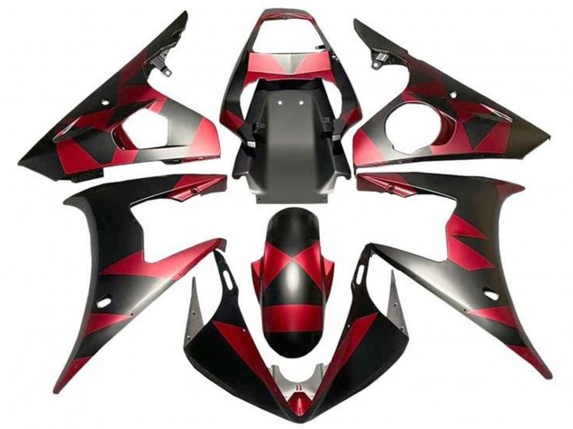 Rot Matt Schwarz Geometric 2003-2004 Yamaha YZF R6 Motorrad Verkleidung