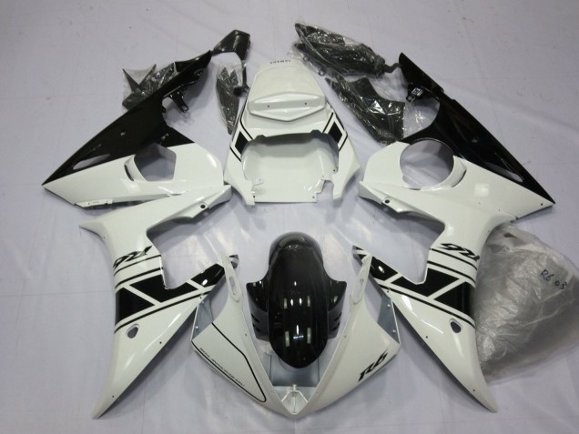 Weiß Glänzendes Schwarz 2003-2004 Yamaha YZF R6 Motorrad Verkleidung